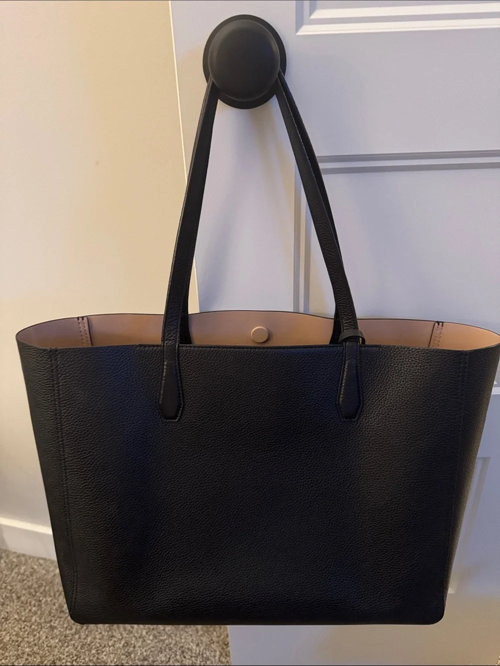 Tory Burch Black Leather Tote with Gold Logo